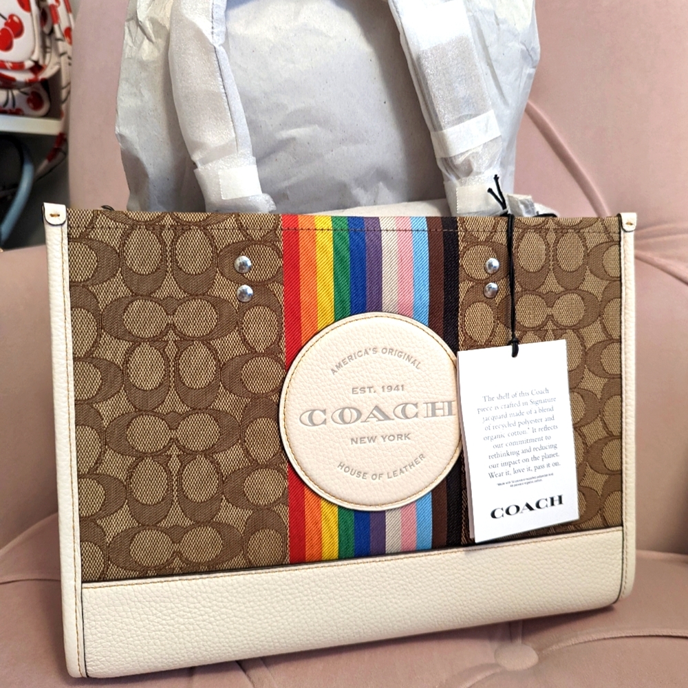 Coach Dempsey Carryall Rainbow Chalk Signature NWT